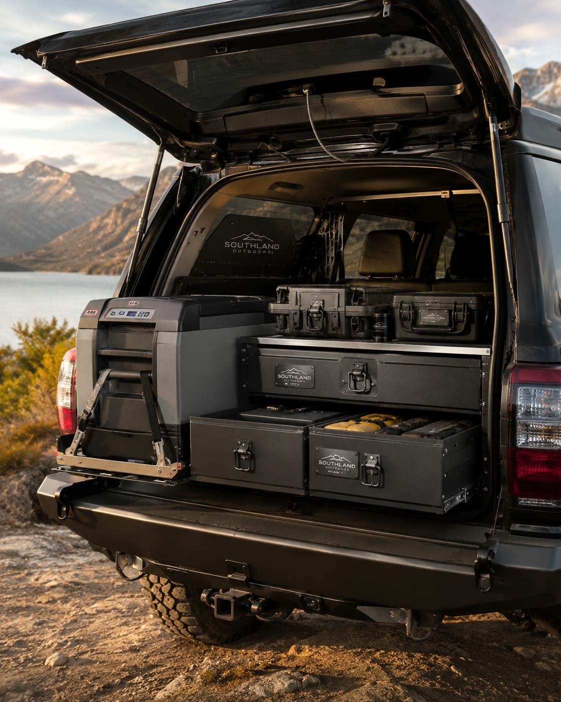 Heavy duty drawer storage system for a four wheel drive fitout